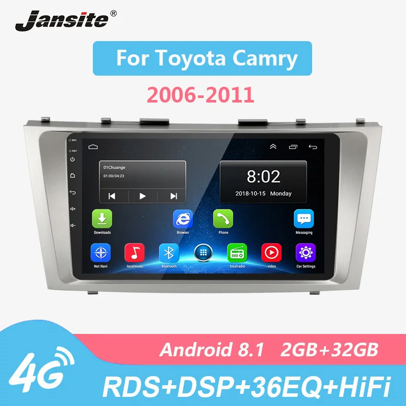 Jansite 4G Wifi RDS 9 &quotАвтомагнитола для Toyota Camry 2006-2011 Android 8 1 плеер сенсорный экран