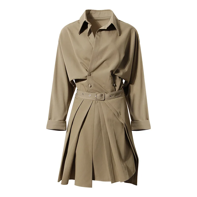 

Женское винтажное платье с длинным рукавом, модное Плиссированное мини-платье на шнуровке, шикарное женское платье на молнии сзади, уличная...