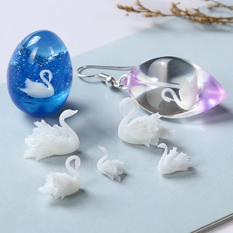 

1pc 3D Micro Swan Jewelry UV Resin Mold Filling Resina Jewelry UV Epoxy Filling Molds Silicone Mold For Resin Filling Decoration
