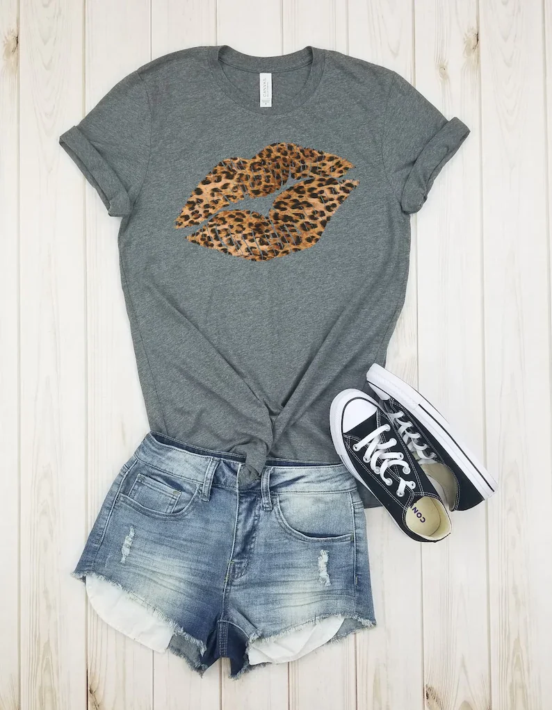 

Leopard Lips - Shirt Fashion Girl Casual Cotton Round Neck Female Girl Shirt Streetwear Short Sleeve Top Tees Streetwear y2k