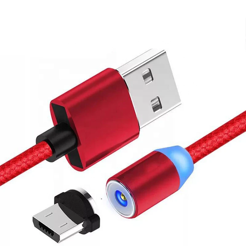 Светодиодный магнитный кабель Micro USB штекер типа C зарядка 3 в 1 шнур для iPhone Huawei