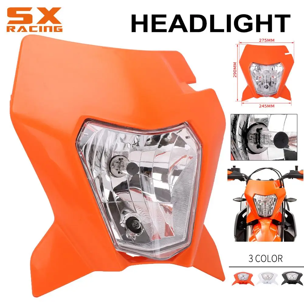 

Motorcycle 2018 12V Headlight Headlamp Head Light Street For KTM EXC EXCF SX XC XCW MX SMR SXS 125 250 350 450 500 505 525 530