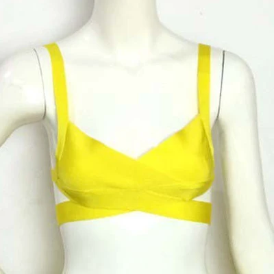 style 2 yellow Женский короткий топ с повязкой, Летний однотонный топ с v-образным вырезом и поясом, сексуальный облегающий белый женский топ - Цвет: style 2 yellow