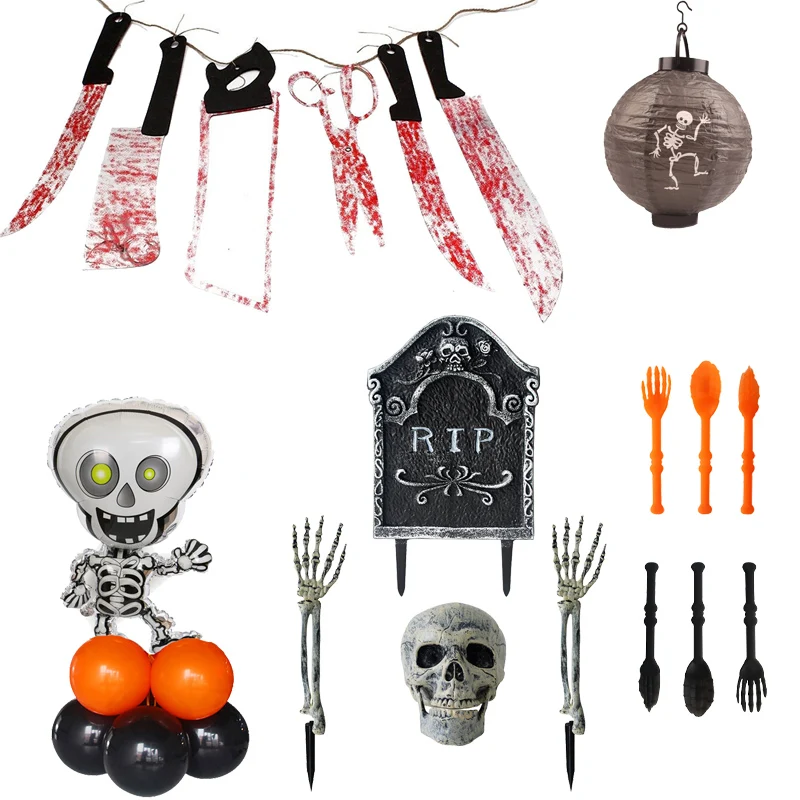 Весь День святых в виде скелета на Хэллоуин баннер воздушные шары светодиодный
