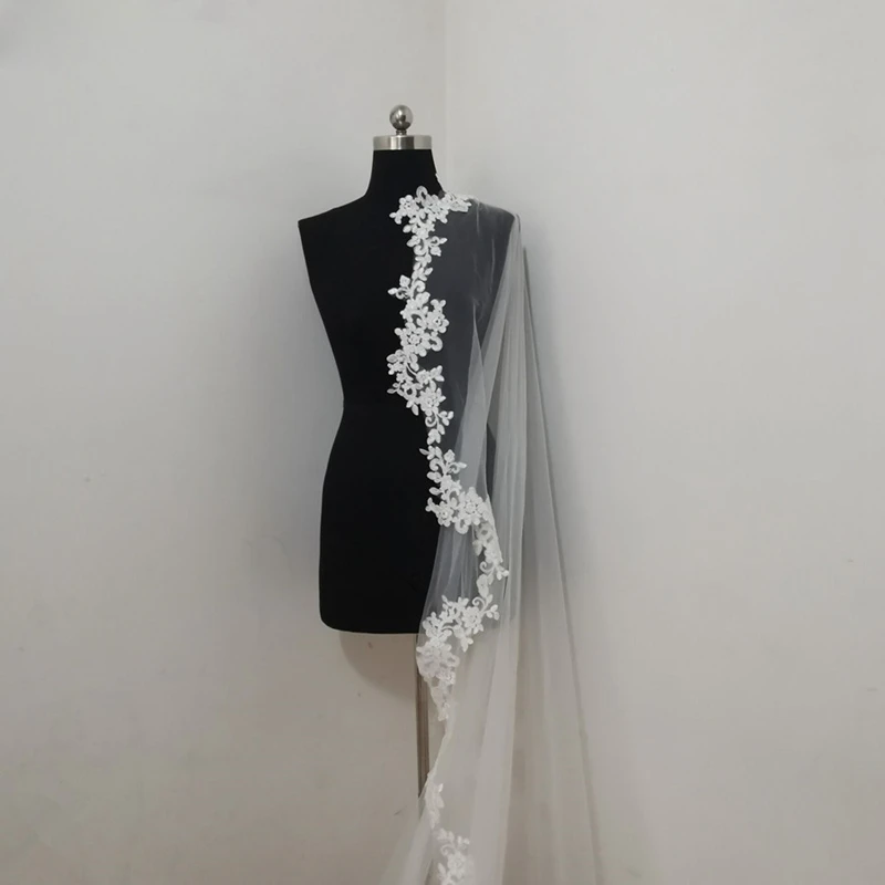 Белая свадебная вуаль 3 м длинная расческа кружевная Мантилья Соборная свадебные