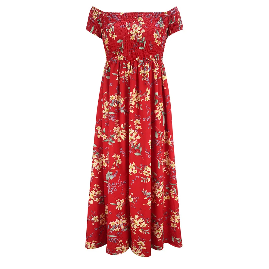 Женское платье с открытыми плечами и принтом летние богемные пляжные платья в