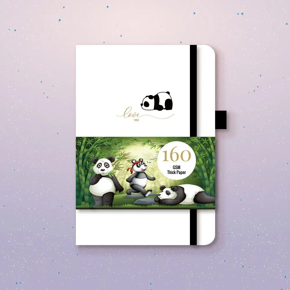 

A5 Panda Dotted Notebook Dot Grid Journal White Hardcover 160gsm bamboo paper, 5*5mm dots, numbered 160 pages