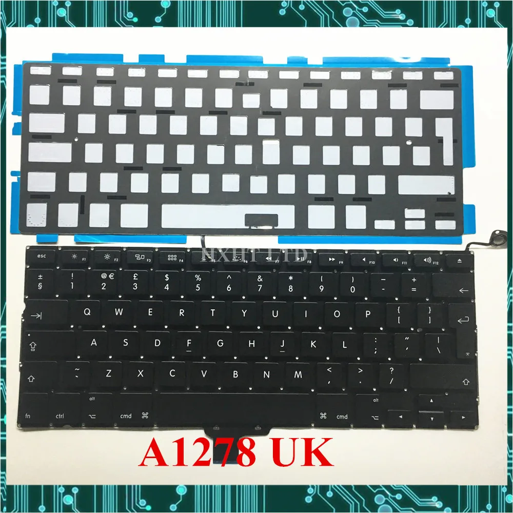 A1278 UK Клавиатура с подсветкой для Macbook Pro 1" A1278 Клавиатура ноутбука Великобритании английская модель 2009 2010 2011 2012 год