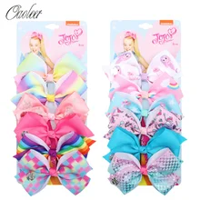 Lazos de Jojo Siwa JOJO para niña, lazo de lazo con estampado de arco iris para niña, pinzas para el pelo de Boutique hechas a mano, accesorios para el cabello para niños, 6 unids/set por juego (2)