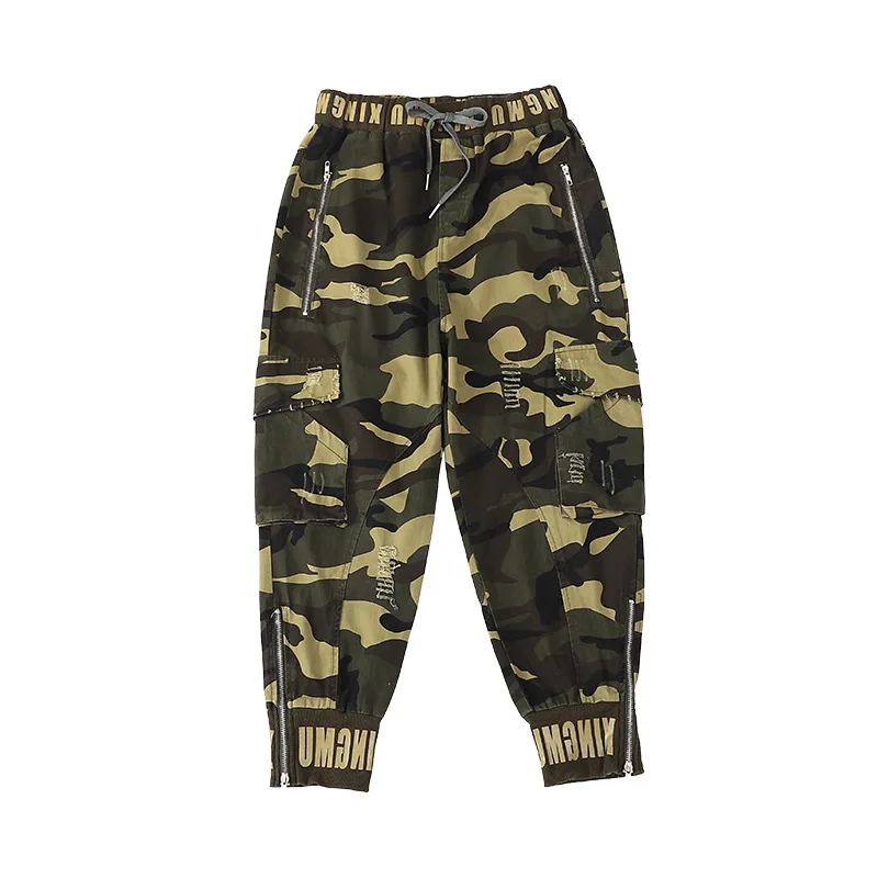 

QING MO Spring Autumn Women Camouflage Pants 2021 Drawstring Ankle-Length Pants Camouflage Printed Women Pants Casual QYF260A