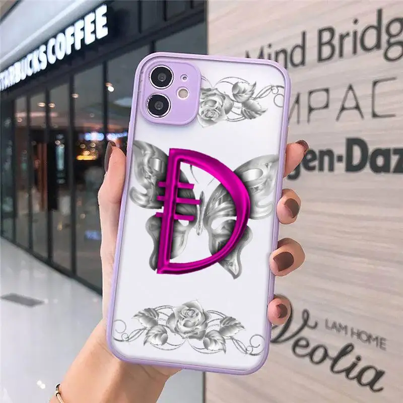 

Custom 26 letters art design Phone Cases matte transparent For iphone 7 8 11 12 plus mini x xs xr pro max luxury brand cover