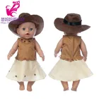 43 см для ухода за ребенком для мам детские куклы одежда платье в ковбойском стиле комплект одежды из шляпа для 18 