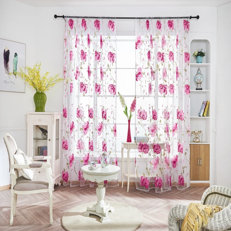 Затемняющие шторы с цветочным принтом 200*102 см | Дом и сад