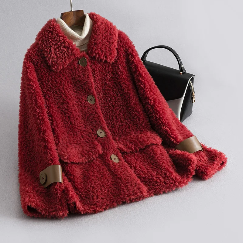 Billig Pelz Weibliche Echte Herbst Winter Kleidung 2020 Koreanische Vintage Schafe Scheren Jacke Frauen 100% Wolle Mantel Tops Hiver 2906