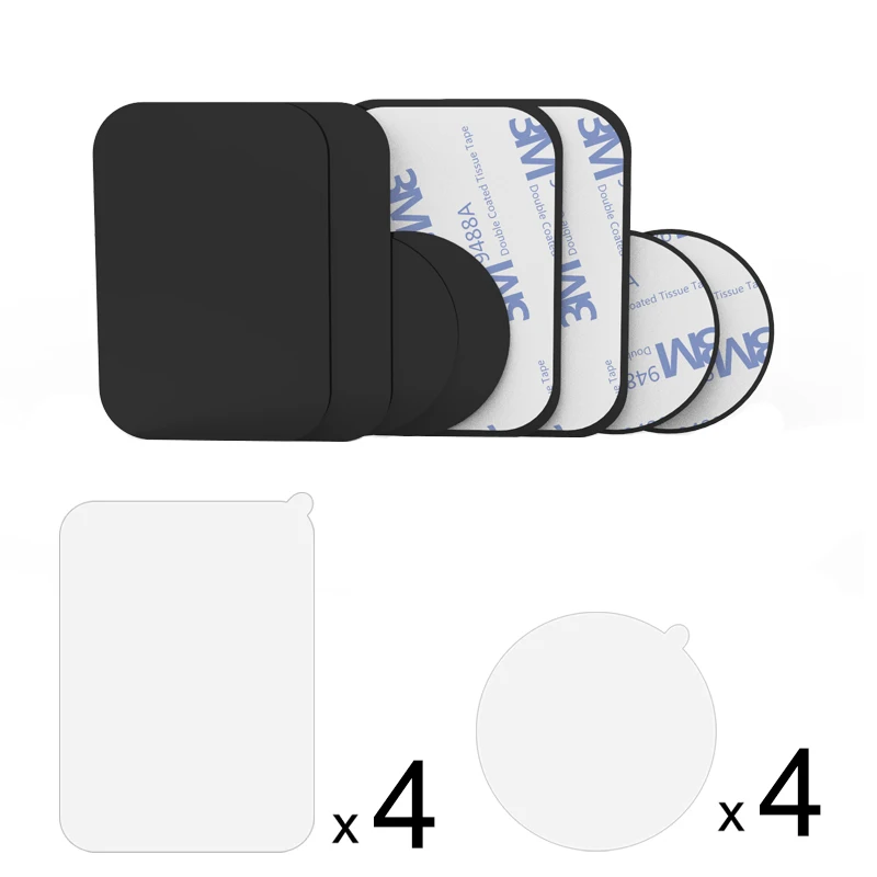 1-4Rectangle4Round XMXCZKJ металлическая пластина универсальная запасная металлическая пластина с клеем для магнитного диска Автомобильный держатель для телефона Магнитная подставка для мобильного телефона - Цвет: 1-4Rectangle4Round