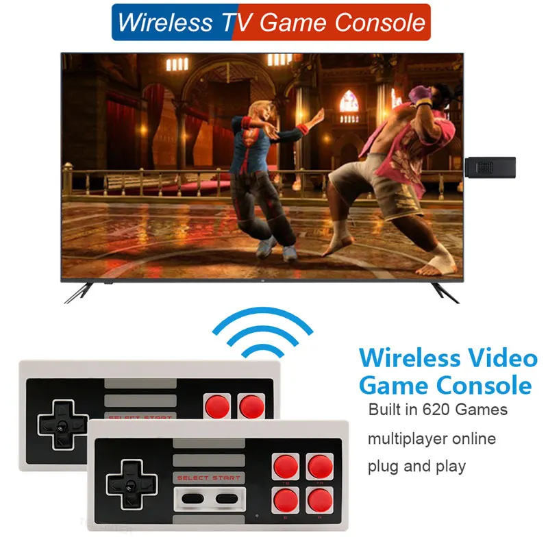 

Handheld USB TV Game Console Stick 8 Bit Wireless Controller Build In 620 Classic Video Games Handle Player Support AV
