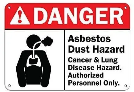 

Funny Metal Tin Sign Man Cave Garage Decor 12 x 8 Inches Danger Asbestos Dust Hazard Authorized Personnel Only Beer,Cafe,Bar Pub