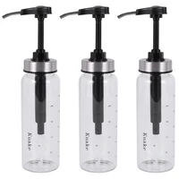 3x sauce pump dispenser with glass bottle leakproof kitchen condiment dispenser for honey ketchup mustard mayo