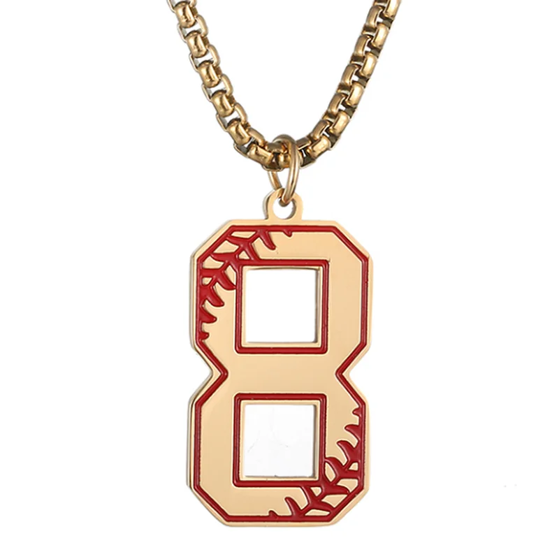 Номер 0 9 Бейсбол Нержавеющая сталь ожерелья с подвесками в стиле хип хоп цепь