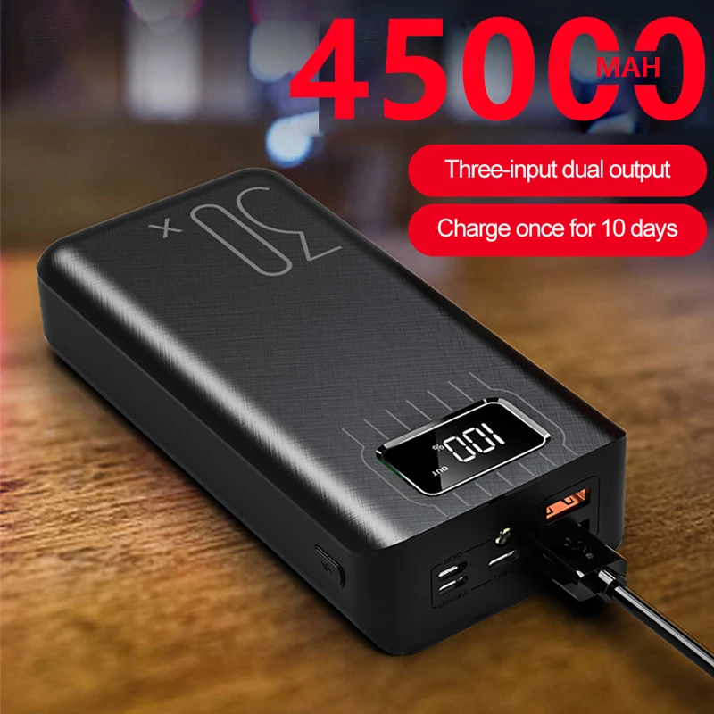 45000mAh Портативная супер большая емкость зарядка повербанк мобильный телефон
