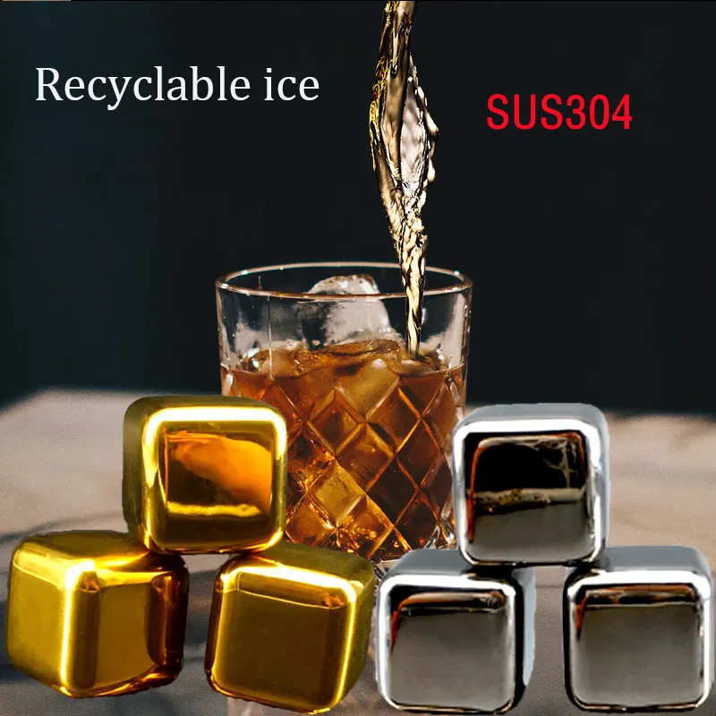 

Reusable Stainless Steel Chilling Ice Cube Set Whiskey Stones Unique Gifts Bar Accessories For Wine Beverage Cocktail Coffee