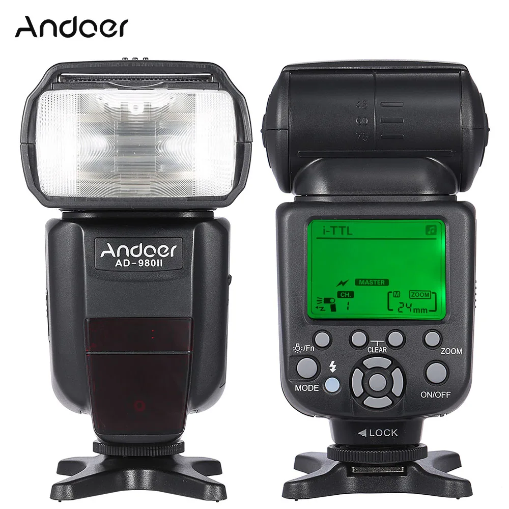 

Вспышка Andoer AD-980II i-TTL HSS 1/8000s Master Slave Speedlite GN58 для камер Nikon D7200 D7100 D7000 D5200 D5100 D5000 DSLR