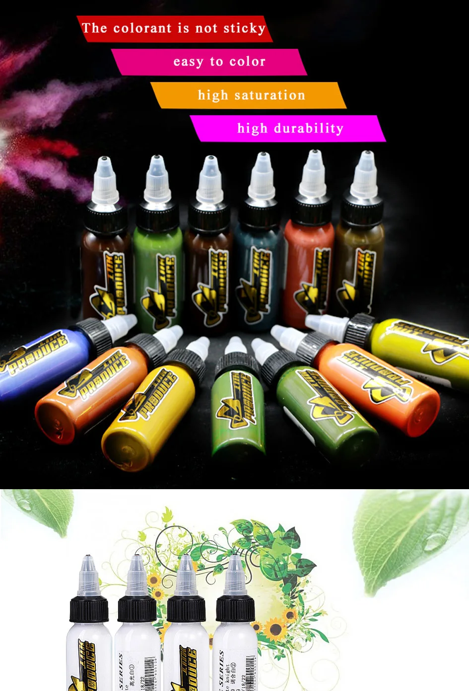 OG набор для татуировки боди-арт набор чернил Dinamic 1 oz/30 ml бело-серый Пигмент Макияж Pigmento Maquiagem Tinta спрей Encre Tatouage Goochie