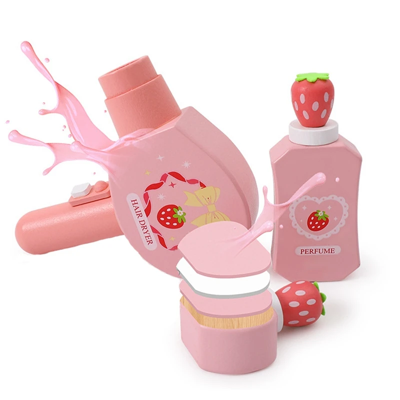 

Wooden Pretend Play Makeup Playset Girls Simulation Beauty Accessories Kids Cosmetics Bag Toy Makeup Role Play Kits