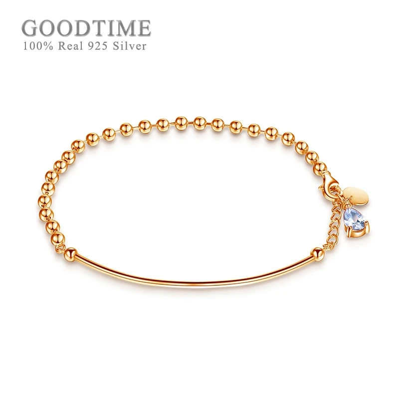 

Fashion Bracelet For Women Pure 925 Sterling Silver RoseGold Color Waterdrop Zircon Charm Bracelet Silver Jewelry Accessories