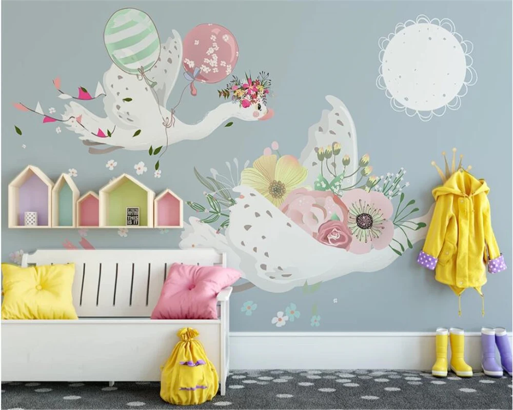 beibehang Custom fashion green three-dimensional Nordic pink ballerina girl children's room background papel de parede wallpaper