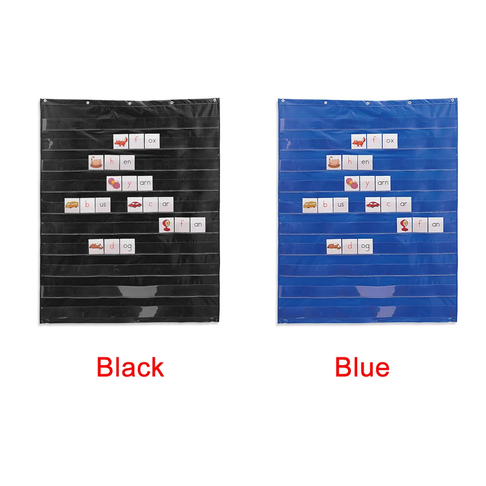 

10 Giant Standard Pocket Chart Transparent Organization Home Learning Resources Space Saving Insert Card Display Foldable