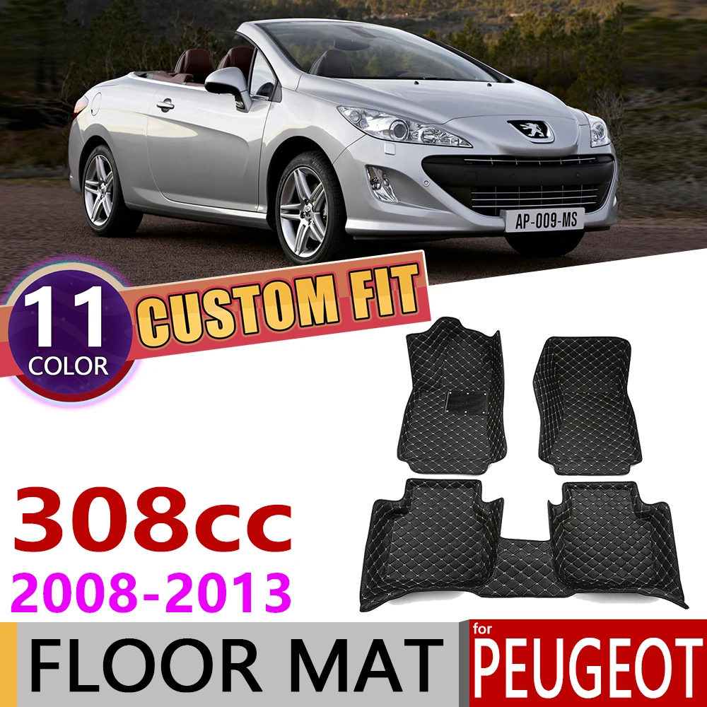 Пользовательские кожаные автомобильные коврики для Peugeot 308cc Coupe T7 308 CC 2007 ~ 2013 4