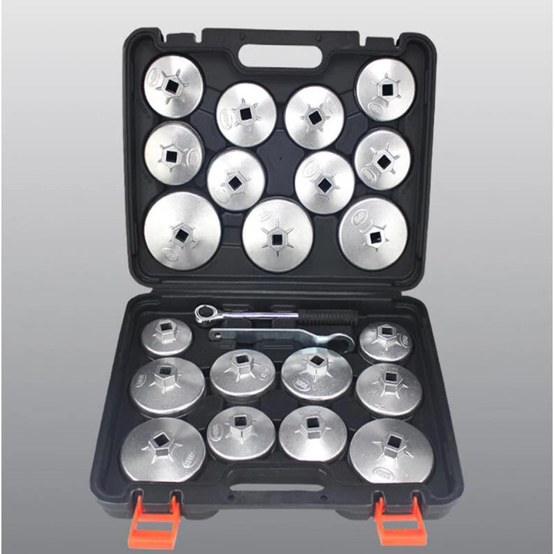 

23 Pcs/Set Oil Filter Cap Removal Wrench Socket Set Ratchet Spanner Cup Type With Portable Storage Case Auto Car Accessories