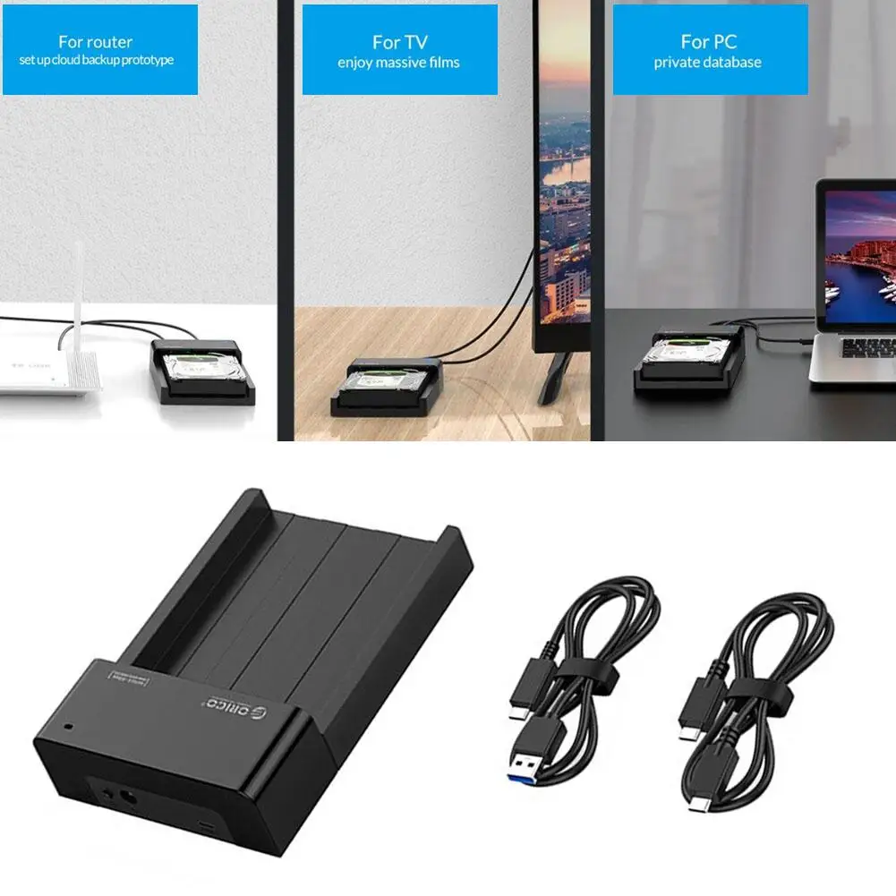 ORICO 6518C3-G2 2.5/3.5 inch Hard Drive Dock Station SATA 10Gbps USB 3.1 Gen2 Type-C HDD SSD Enclosure Holder EU Plug 12V 2A