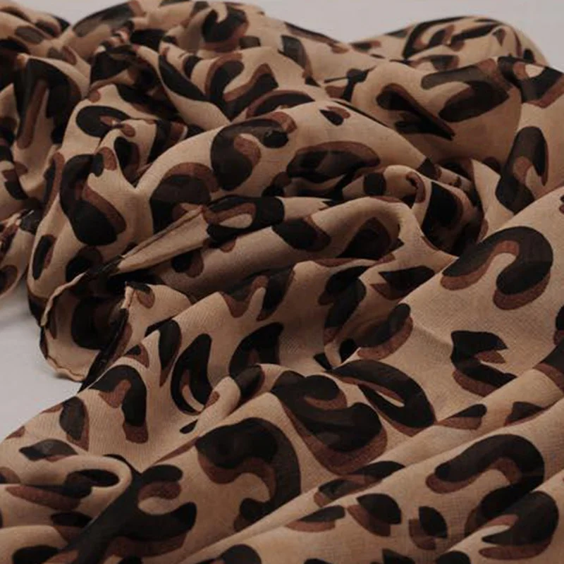 

W Women Fashion Scarf Personality All-match Lightweight Sunscreen Leopard Printed Chiffon Neck Scarfs Wraps Scarves For Lady