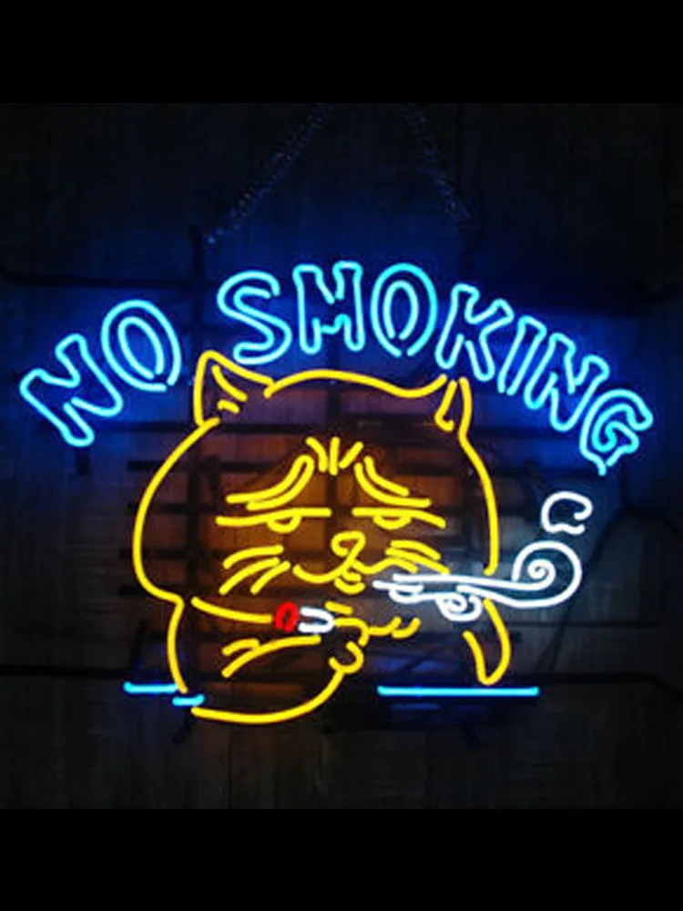 

Neon Sign For No Smoking Cat Party home LOGO glass Tube club Lamp Restaurant light Room Wall Deco Decoratives Light Sign Impact
