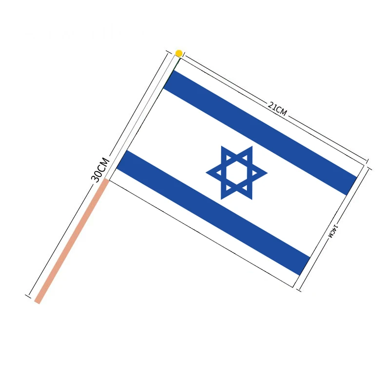 

aerlxemrbrae custom hand flag 100 PCS/ lot world flags printed 14 * 21cm Israel hand wave flags with plastic pole