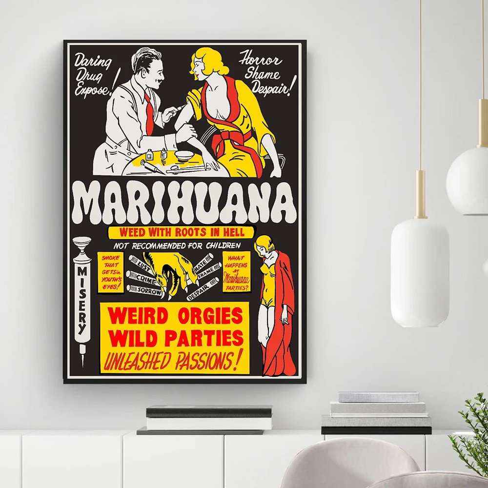 Плакат в винтажном стиле Reefer Crazy 1942 рисунок на холсте против марихуаны демонов