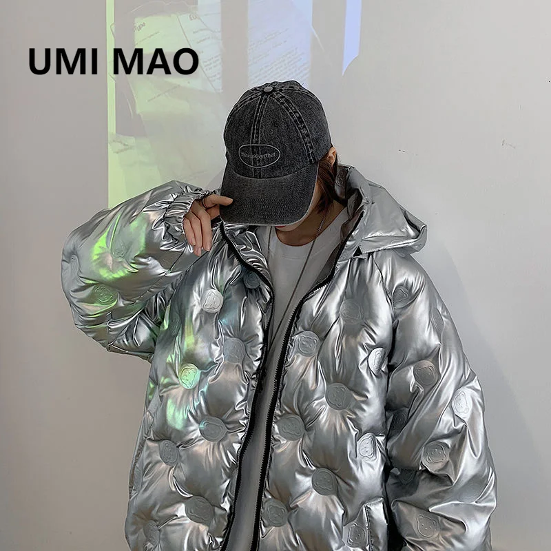 

UMI MAO Stamped Bear Hooded (Detachable) Shiny Cotton Coat Women's Clothing Category Casual Warmth Winter Jacket Women Parka