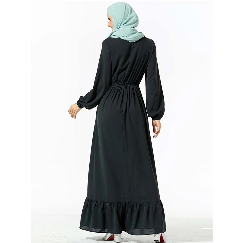 WEPBEL модные Duabi однотонные Цвет Slim Fit абайя с вышивкой и длинными рукавами