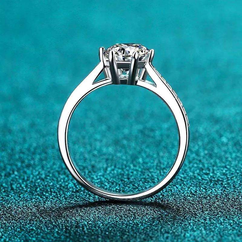 

Luxury 925 Silver Excellent Cut D Color Pass Diamond Test Mossanite Party Ring