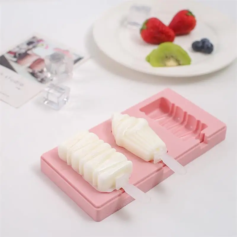 

Silicone Ice Cream Mold With LID DIY Homemade Cartoon Ice Cream Popsicle Ice Pop Maker Mould Tray Cartoon Candy Bar Decoration