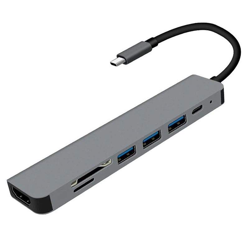 

USB-хаб 7 в 1, USB Type-C на USB 3,0, 5 Гбит/с/SD/TF/PD, 65 Вт/4K