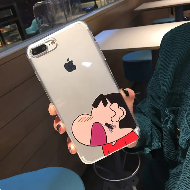 Тонкий мягкий ТПУ чехол Crayon Shinchan для телефона iphone X 7 8 6 6s Plus силиконовый