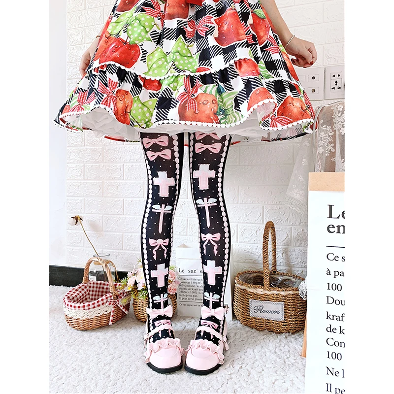 

Princess sweet lolita stockings Sweet redemption Velvet printed knee stockings Lolita Japanese in summer and Autumn RJ004