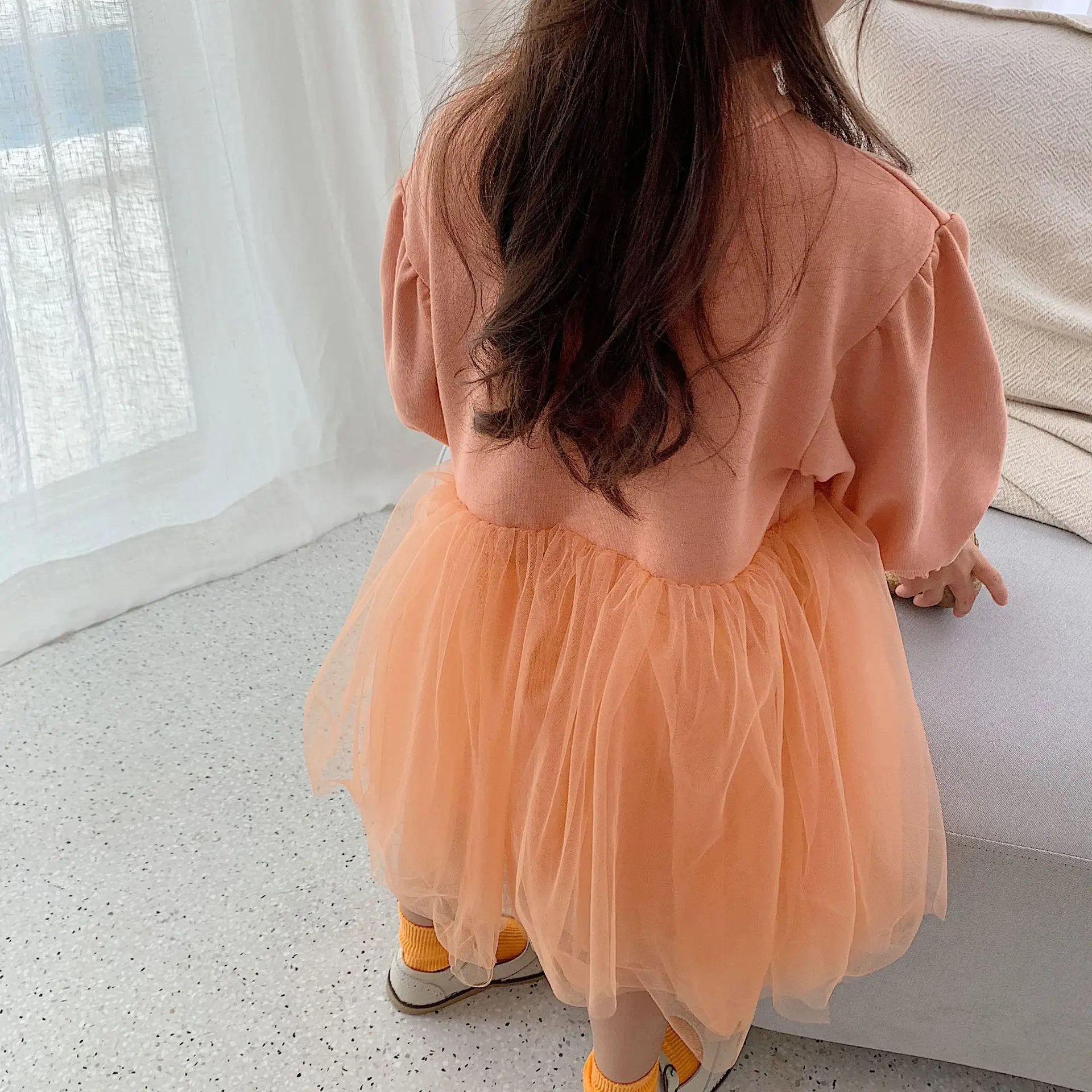 WLG/платья для девочек сезон весна-осень платье в стиле пэчворк цвет зеленый