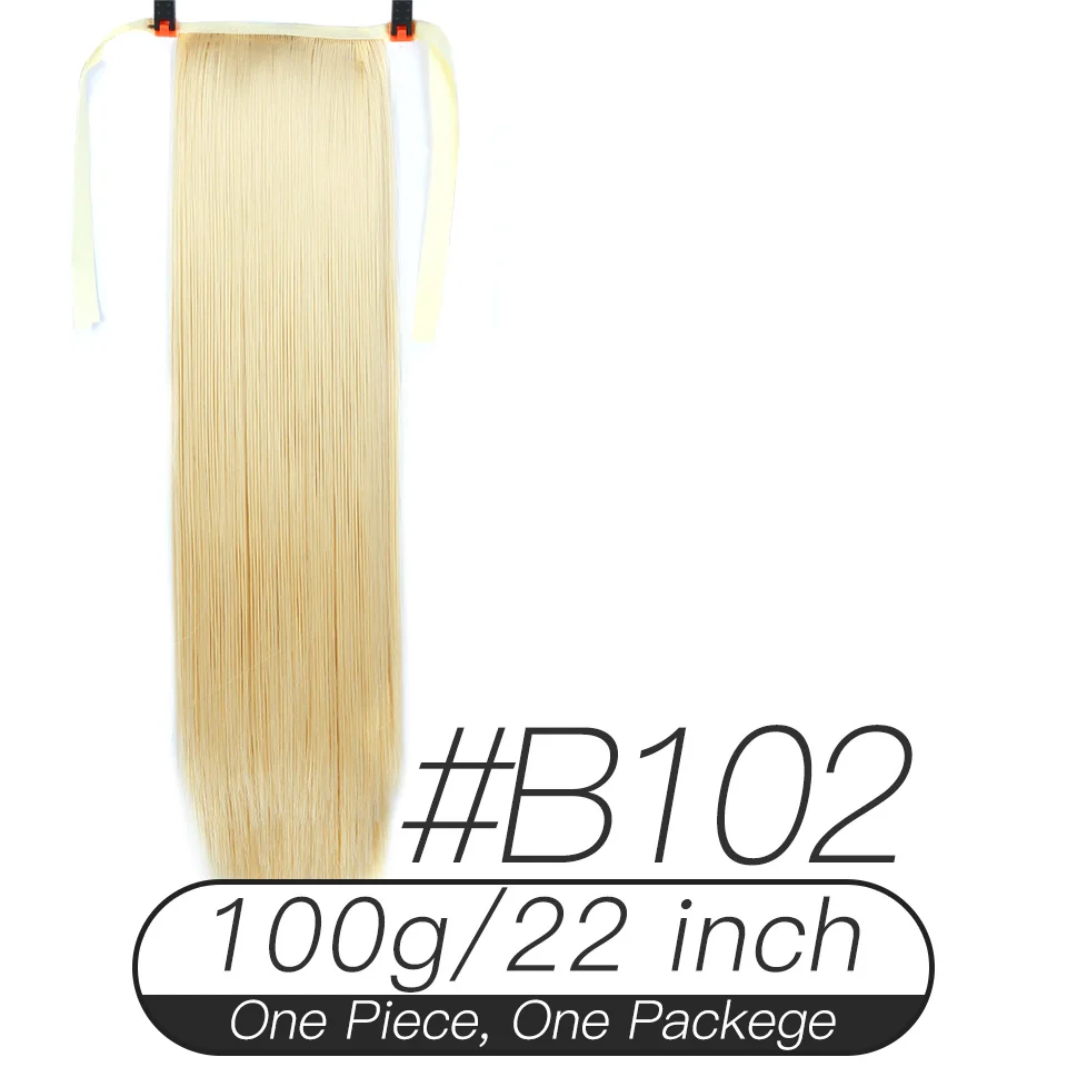 B102 Xnaira афро поддельные волосы пучок кусок блонд длинный прямой шнурок конский хвост Синтетический конский хвост наращивание волос Клип Ins для черного - Цвет: B102