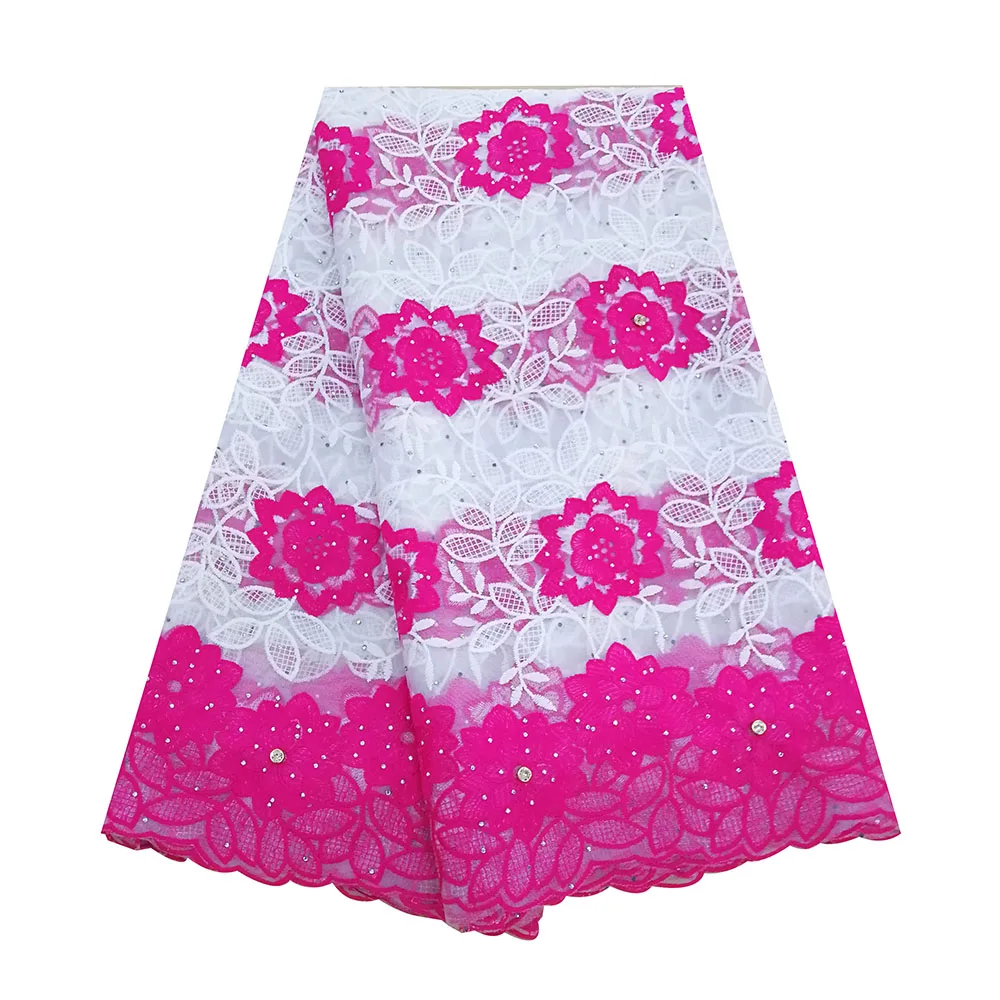 Fushia Pink lace Ourwin африканская кружевная ткань, тюль, кружевная ткань, последние Африканские свадебные платья, кружева, нигерийские кружева, ткани для Aso Ebi - Цвет: Fushia Pink lace