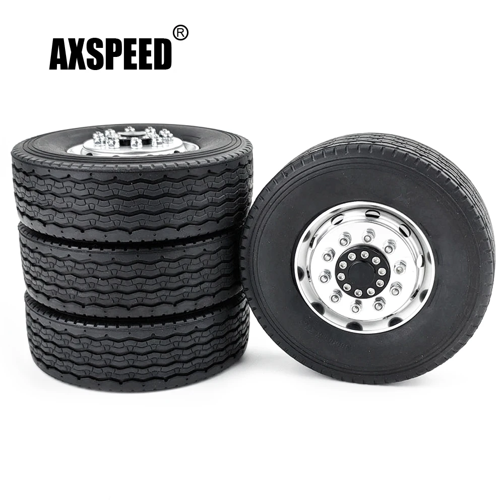 

AXSPEED 4 шт. металлические Передние колесные диски и 4 шт. резиновых шин шириной 28 мм для Tamiya 1/14 фототрактора 8x8 детали для обновления грузовика