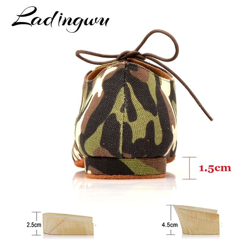 ladingwu new hot brand modern mens boys ballroom tango latin dance shoes camouflage pattern canvas man dance shoes man heel 1 free global shipping